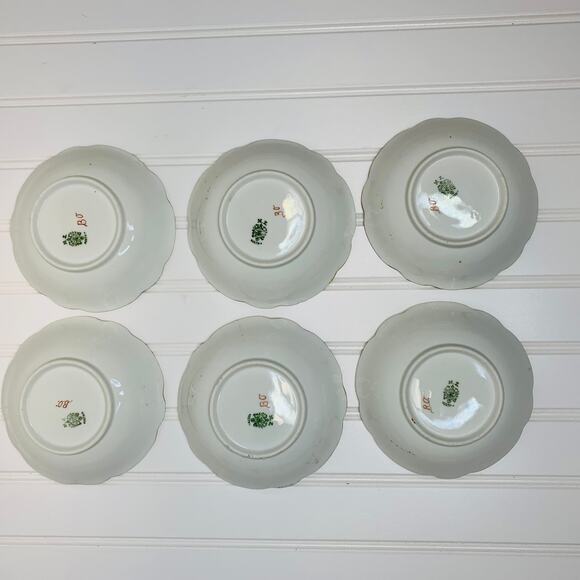 MZ Austria Small Bowl Rose Garland Trim Burgundy Gold Trim Set 6 5" diameter - Picture 4 of 8